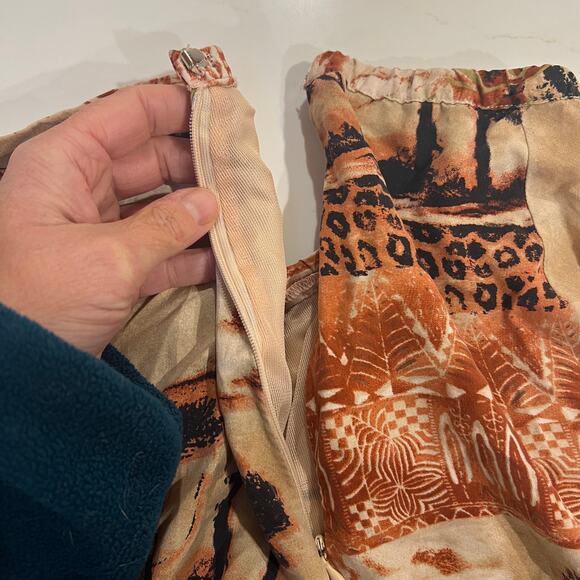 Nancy Bolen Silk Maxi Skirt Small Side Slit Side Zip African Safari Print Zebra - Picture 4 of 7